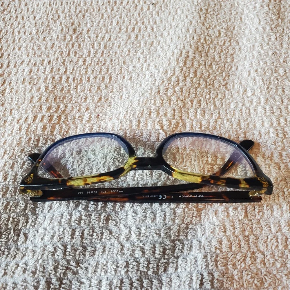 Tory Burch TY 2094 1755 Tortoise Blue Rectangular Eyeglasses Frames 50-18-140